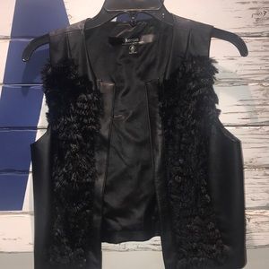Kensie faux leather/fur vest